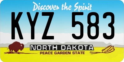 ND license plate KYZ583