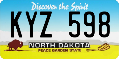 ND license plate KYZ598