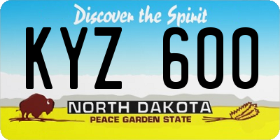 ND license plate KYZ600