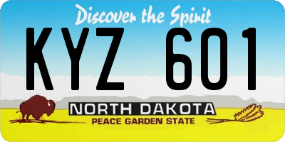 ND license plate KYZ601