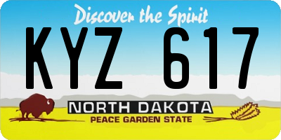 ND license plate KYZ617