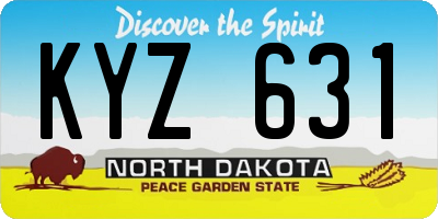 ND license plate KYZ631