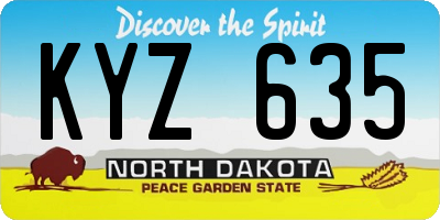 ND license plate KYZ635