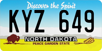 ND license plate KYZ649