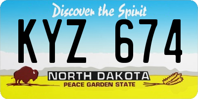 ND license plate KYZ674