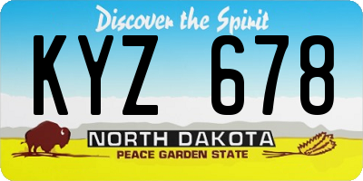 ND license plate KYZ678