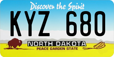 ND license plate KYZ680