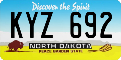 ND license plate KYZ692