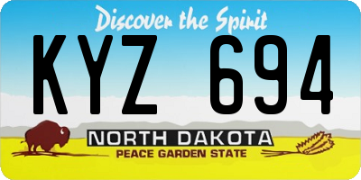 ND license plate KYZ694