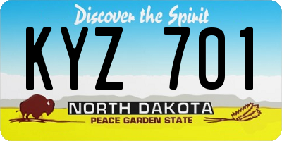 ND license plate KYZ701