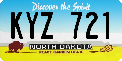 ND license plate KYZ721