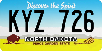 ND license plate KYZ726