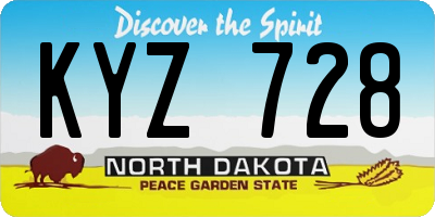 ND license plate KYZ728