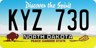 ND license plate KYZ730