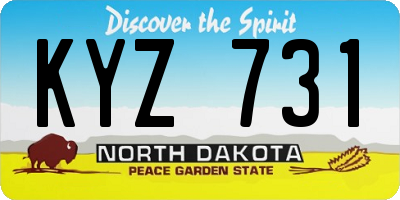 ND license plate KYZ731