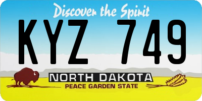 ND license plate KYZ749