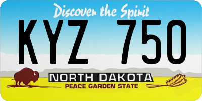 ND license plate KYZ750