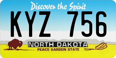 ND license plate KYZ756