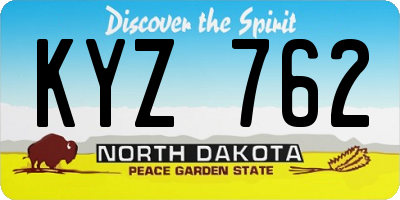 ND license plate KYZ762