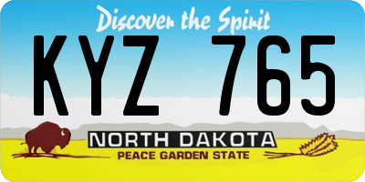 ND license plate KYZ765