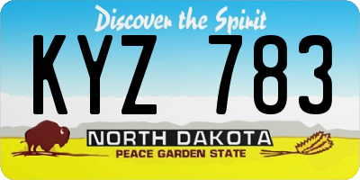 ND license plate KYZ783