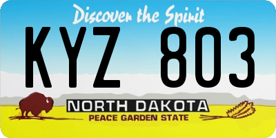 ND license plate KYZ803