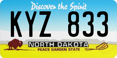 ND license plate KYZ833