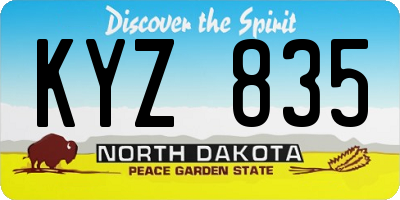 ND license plate KYZ835