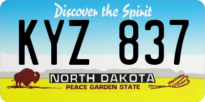 ND license plate KYZ837