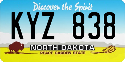 ND license plate KYZ838