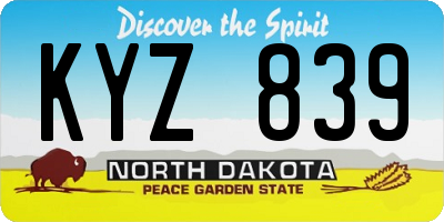 ND license plate KYZ839