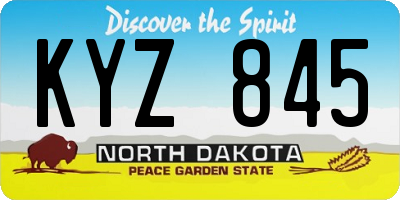 ND license plate KYZ845