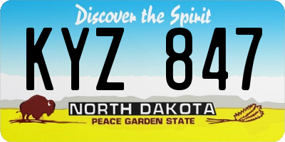 ND license plate KYZ847