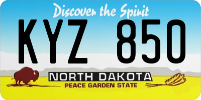 ND license plate KYZ850