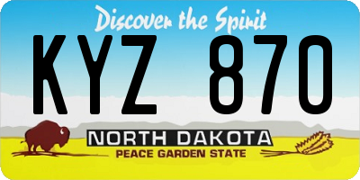 ND license plate KYZ870