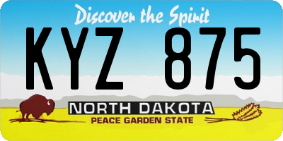 ND license plate KYZ875