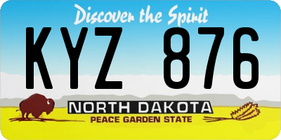 ND license plate KYZ876