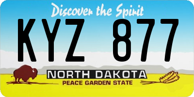 ND license plate KYZ877