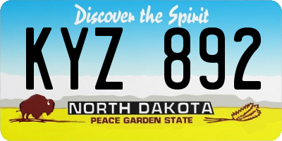 ND license plate KYZ892