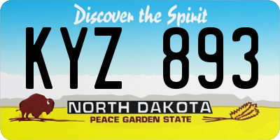 ND license plate KYZ893