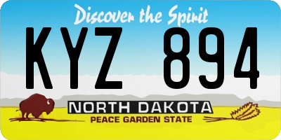 ND license plate KYZ894