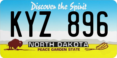 ND license plate KYZ896