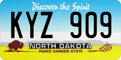 ND license plate KYZ909