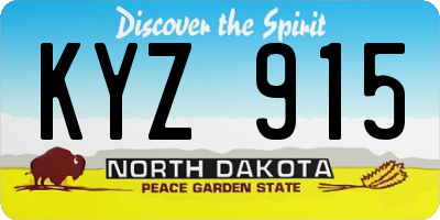 ND license plate KYZ915