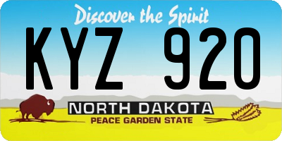 ND license plate KYZ920