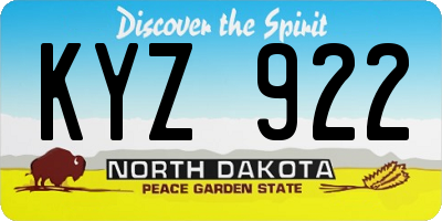 ND license plate KYZ922