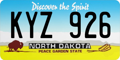 ND license plate KYZ926