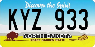 ND license plate KYZ933