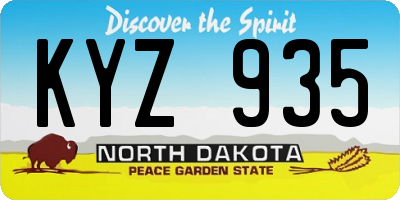 ND license plate KYZ935