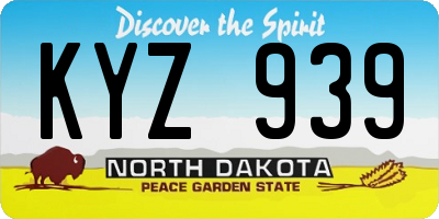 ND license plate KYZ939